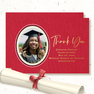 Nurse Graduation Elegant Red Thank You Script