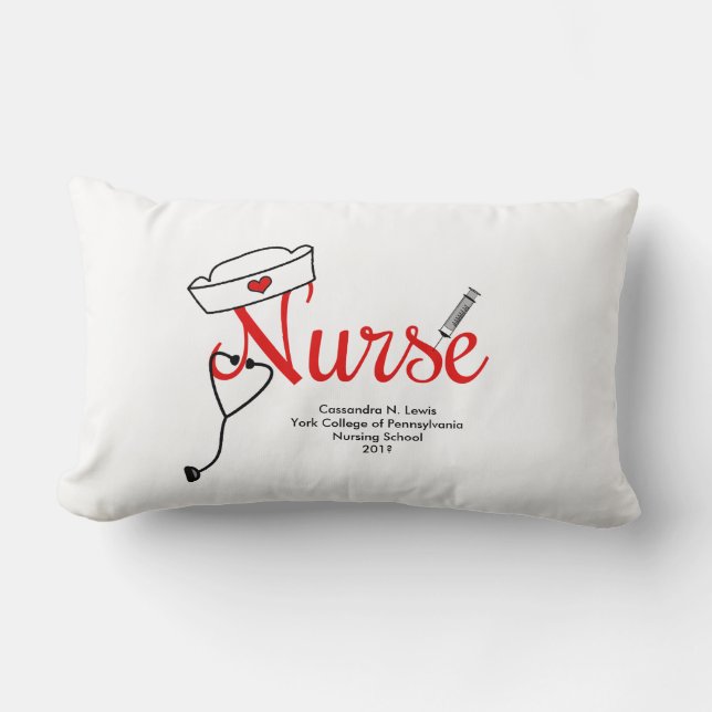 Nurse Graduation gift name, year, school, quote Lumbar Pillow (Front)