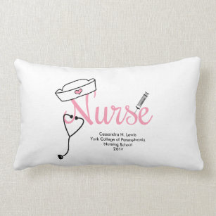 Nurse Graduation gift with name / school / quote Lumbar Pillow