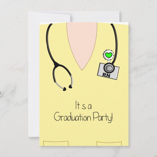 Nurse Graduation Invitation Yellow Scrub Top (Front)