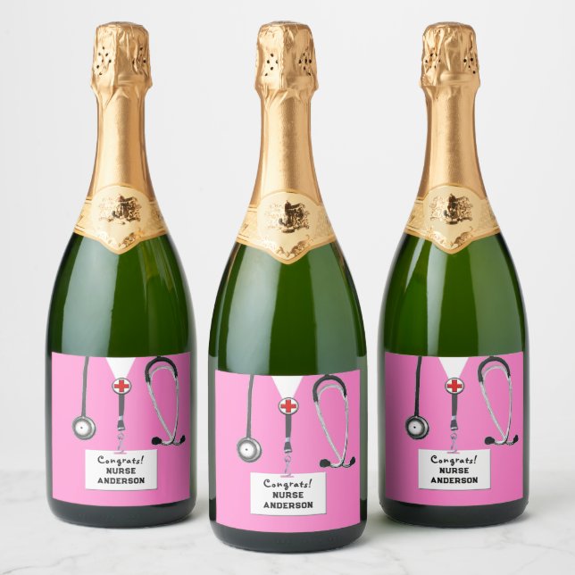 Nurse Graduation Nursing School Sparkling Wine Lab Label (Bottles)