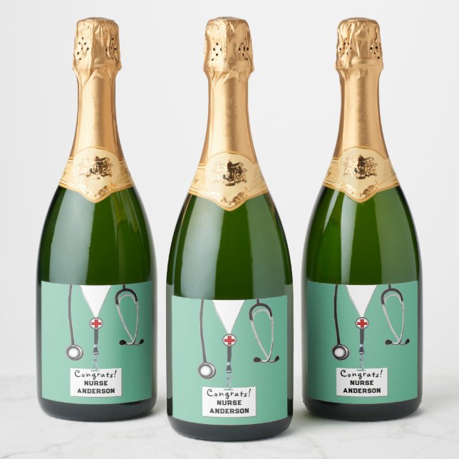 Nurse Graduation Nursing School Sparkling Wine Lab Label (Bottles)