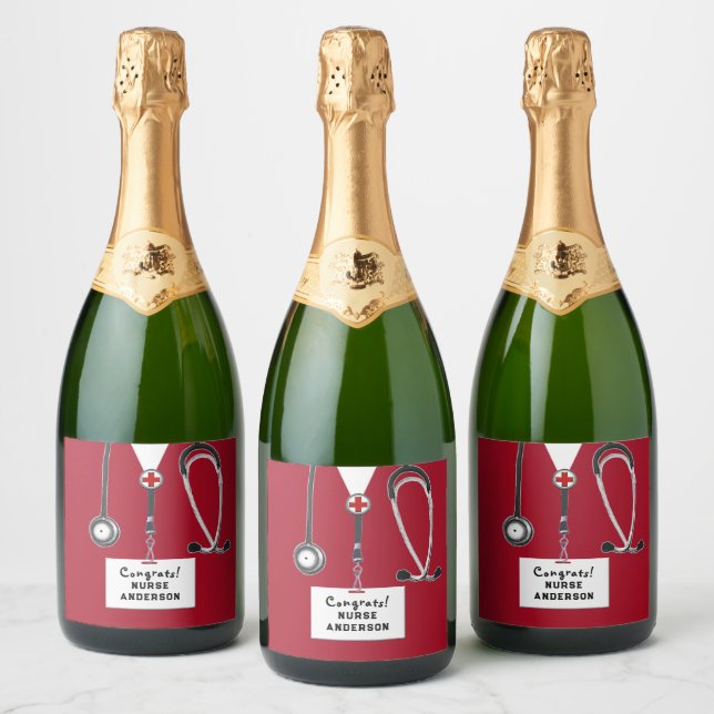 Nurse Graduation Nursing School Sparkling Wine Label (Bottles)