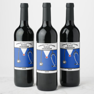 Nurse Graduation Nursing School Wine Label