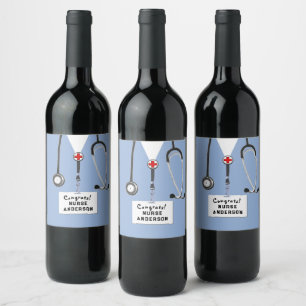 Nurse Graduation Nursing School Wine Label