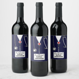 Nurse Graduation Nursing School Wine Label