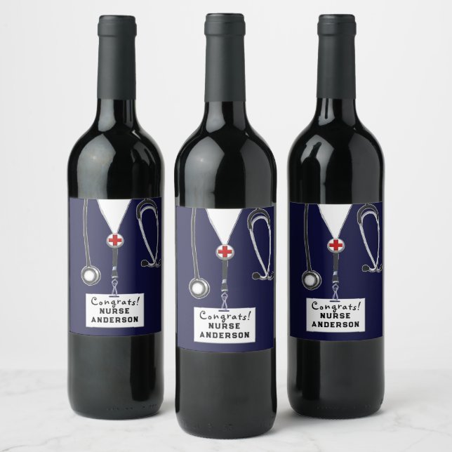 Nurse Graduation Nursing School Wine Label (Bottles)