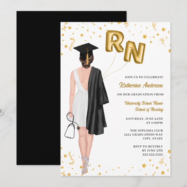 Nurse Graduation Party Invitation (Front/Back)