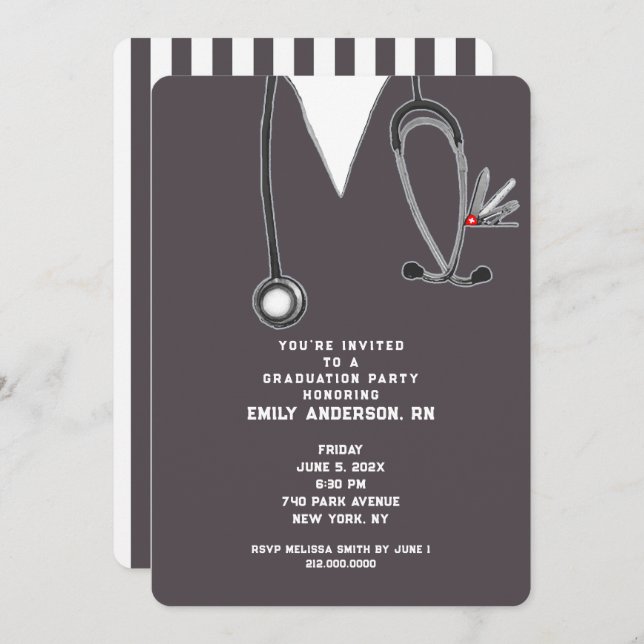Nurse Graduation Party Invitation (Front/Back)