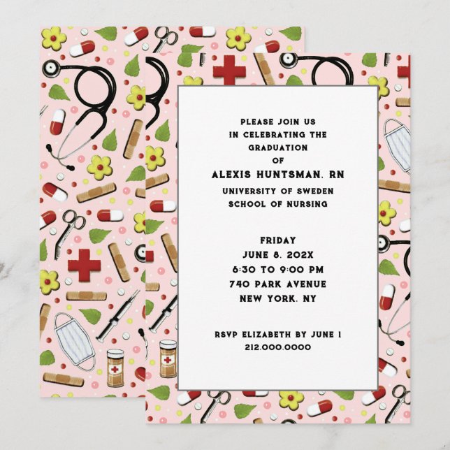 Nurse Graduation Party Invitations (Front/Back)
