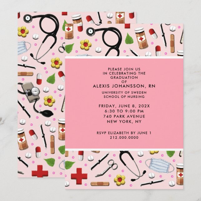 Nurse Graduation Party Invitations (Front/Back)
