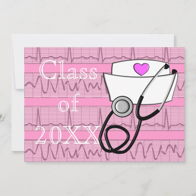 Nurse Graduation Party Invitations EKG Strips (Front)