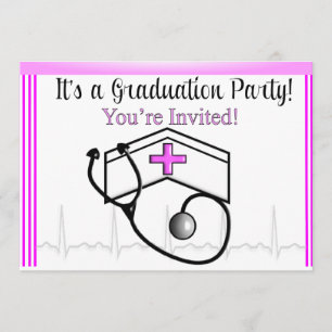 Nurse Graduation Party Invitations Pink