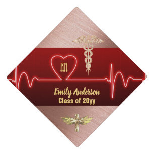 NURSE Graduation Personal ROSE GOLD Cross Wings Cap Topper