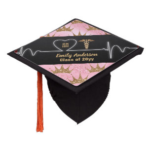 NURSE Graduation Queen Princess Pink Gold Custom Cap Topper