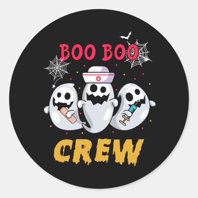 Nurse Halloween Boo Boo Crew Classic Round Sticker (Front)