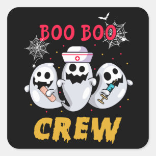 Nurse Halloween Boo Boo Crew Square Sticker