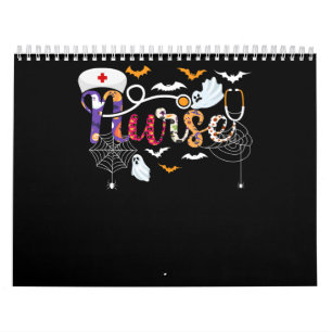 Nurse Halloween Costume Gift with Pumpkin Spider Calendar
