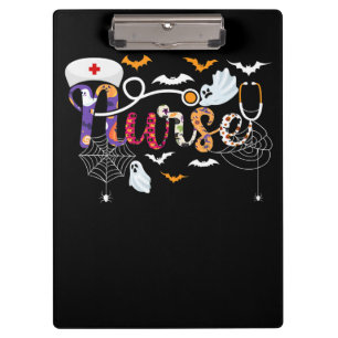 Nurse Halloween Costume Gift with Pumpkin Spider Clipboard