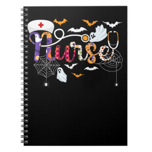 Nurse Halloween Costume Gift with Pumpkin Spider Notebook