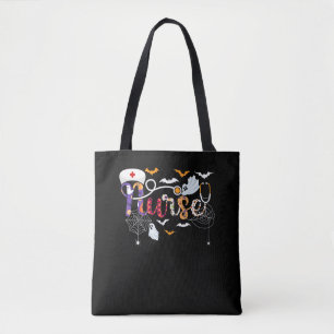 Nurse Halloween Costume Gift with Pumpkin Spider Tote Bag