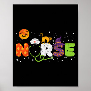 Nurse Halloween Costume Stethoscope Heartbeat Pump Poster