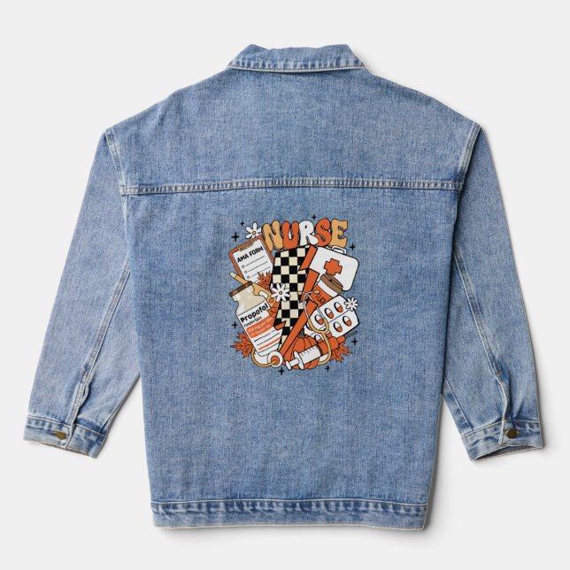 Nurse Halloween Cute Fall  Denim Jacket (Back)