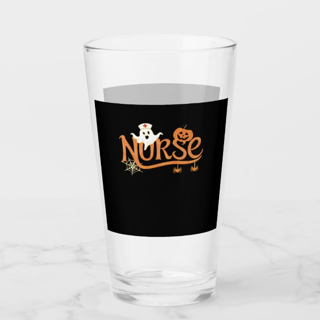 Nurse Halloween Cute Ghost and Pumpkin Essential T Glass (Front)