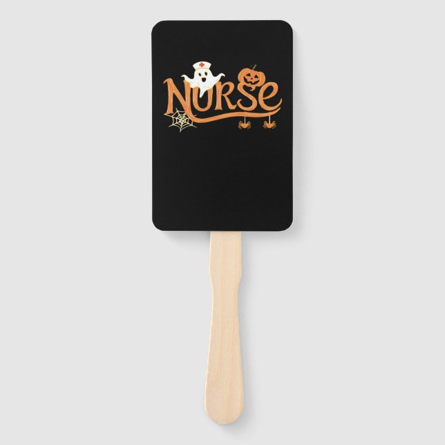 Nurse Halloween Cute Ghost and Pumpkin Essential T Hand Fan (Front)