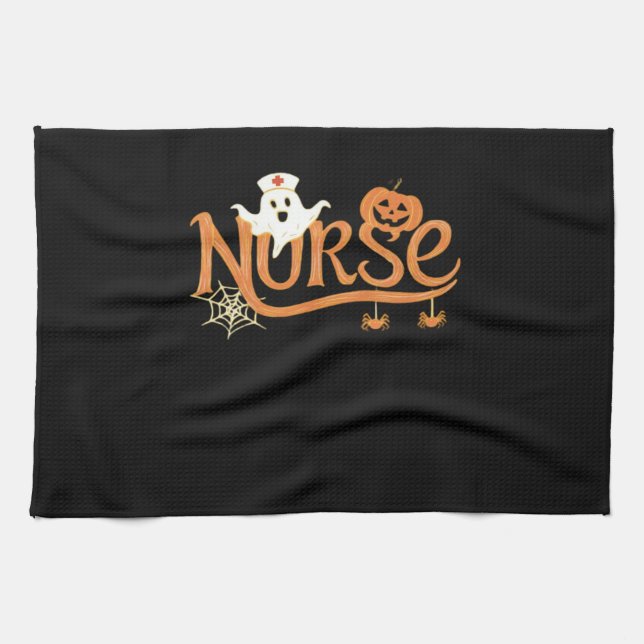 Nurse Halloween Cute Ghost and Pumpkin Essential T Kitchen Towel (Horizontal)