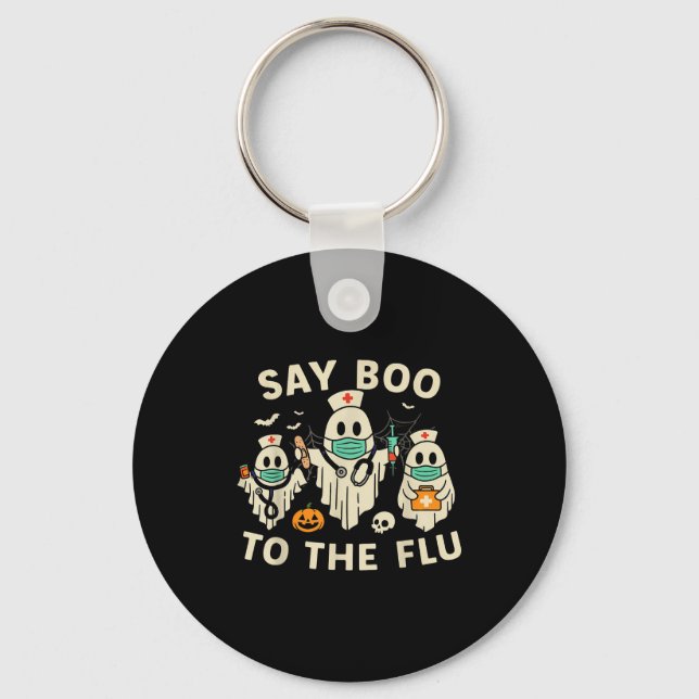 Nurse Halloween Ghost Crew Vaccine Say Boo To The  Keychain (Front)