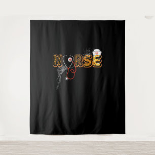 Nurse Halloween Gift With Pumpkin Boo Spider Tapestry