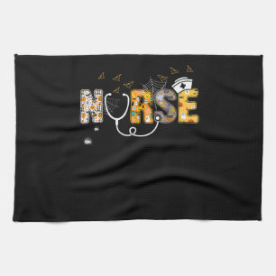 Nurse Halloween Gift With Pumpkin Boo Spider Witch Kitchen Towel