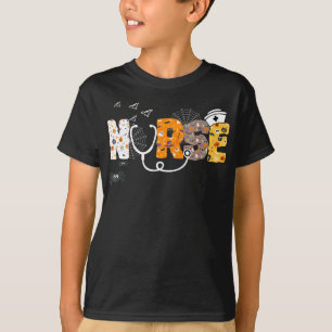 Nurse Halloween Gift With Pumpkin Boo Spider Witch T-Shirt