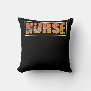 Nurse Halloween Gift With Pumpkin Spider Witch Hat Throw Pillow