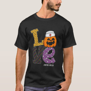 Nurse Halloween Pumpkin Love Home Care Aide Nurse T-Shirt