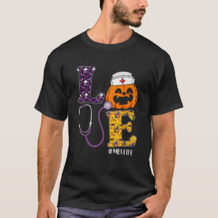 Nurse Halloween Scary Pumpkin Costume Love MBU Nur T-Shirt