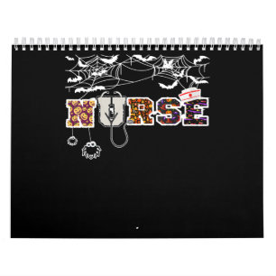 Nurse Halloween Shirt Gift With Pumpkin Boo Spider Calendar