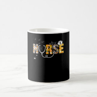 Nurse Halloween Shirt Gift With Pumpkin Boo Spider Coffee Mug