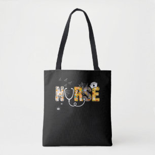 Nurse Halloween Shirt Gift With Pumpkin Boo Spider Tote Bag