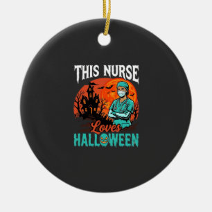Nurse Halloween Spooky Healthcare Design_1 Ceramic Ornament