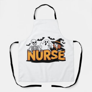 Nurse - Halloween - with ghost, witch, and skeleto Apron