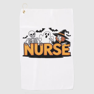 Nurse - Halloween - with ghost, witch, and skeleto Golf Towel