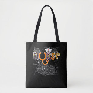 Nurse Halloween With Pumpkin Boo Spider Wicth Tote Bag