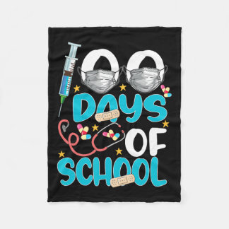 Nurse Happy 100 Days Of School Celebration Outfit  Fleece Blanket