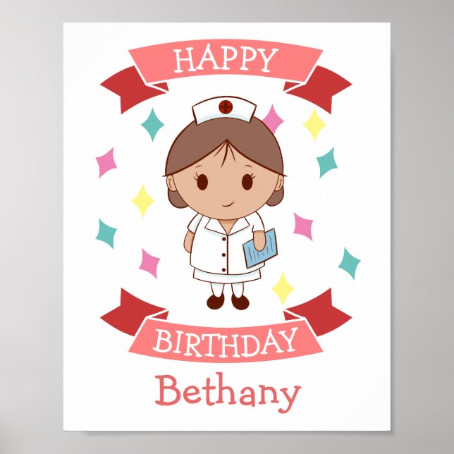 Nurse Happy Birthday Personalized Poster (Front)