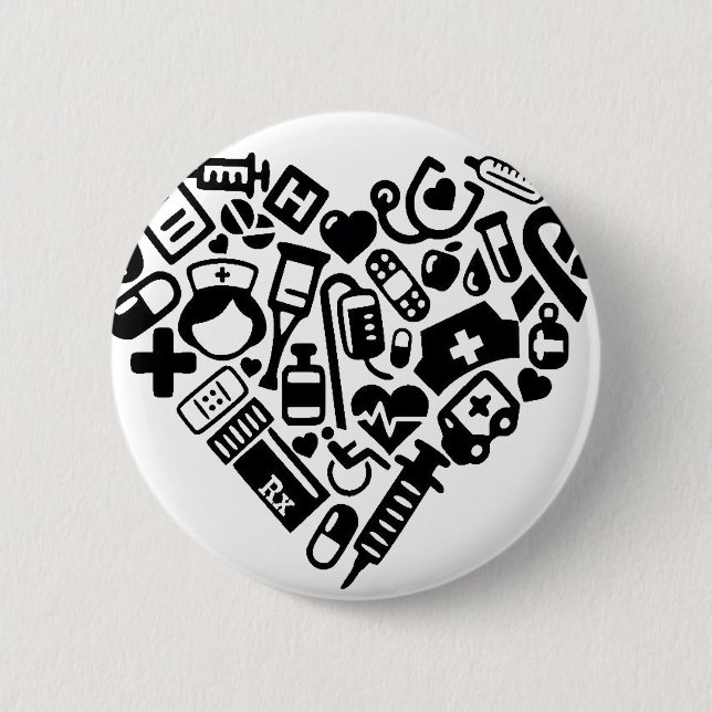 Nurse HEART 2 Inch Round Button (Front)