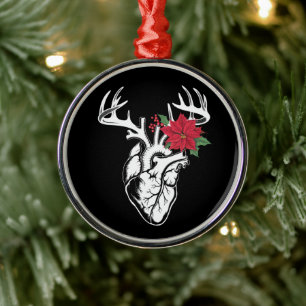 Nurse Heart Anatomy Reindeer Heart Cath Lab RN  Metal Ornament