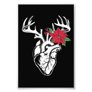 Nurse Heart Anatomy Reindeer Heart Cath Lab RN  Photo Print