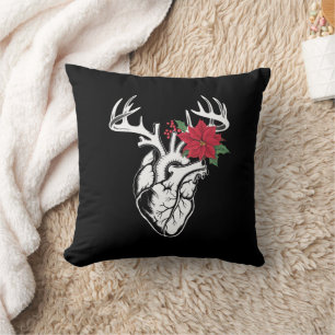 Nurse Heart Anatomy Reindeer Heart Cath Lab RN  Throw Pillow